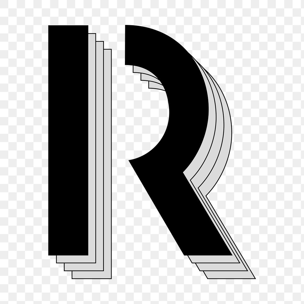 R letter png sticker, cool geometric, transparent background