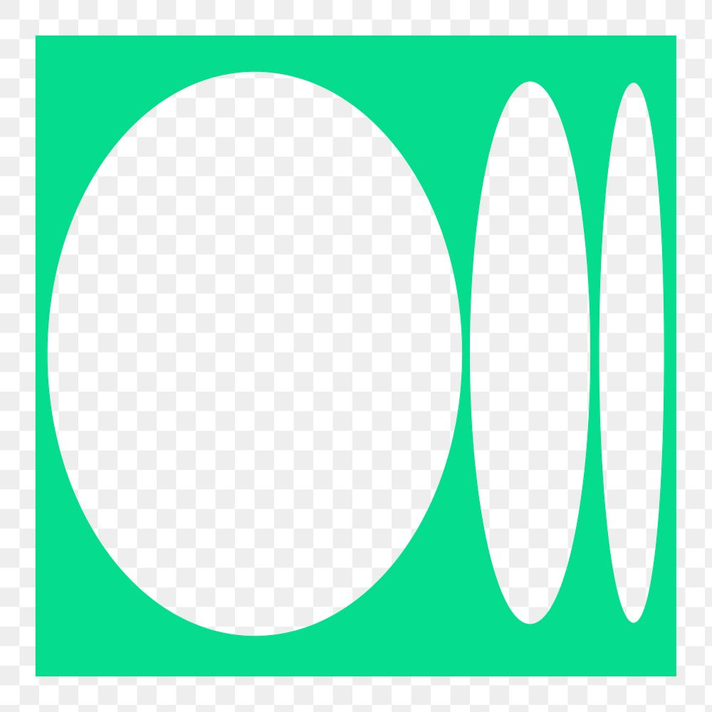 Oval frames png green geometric shape sticker, transparent background