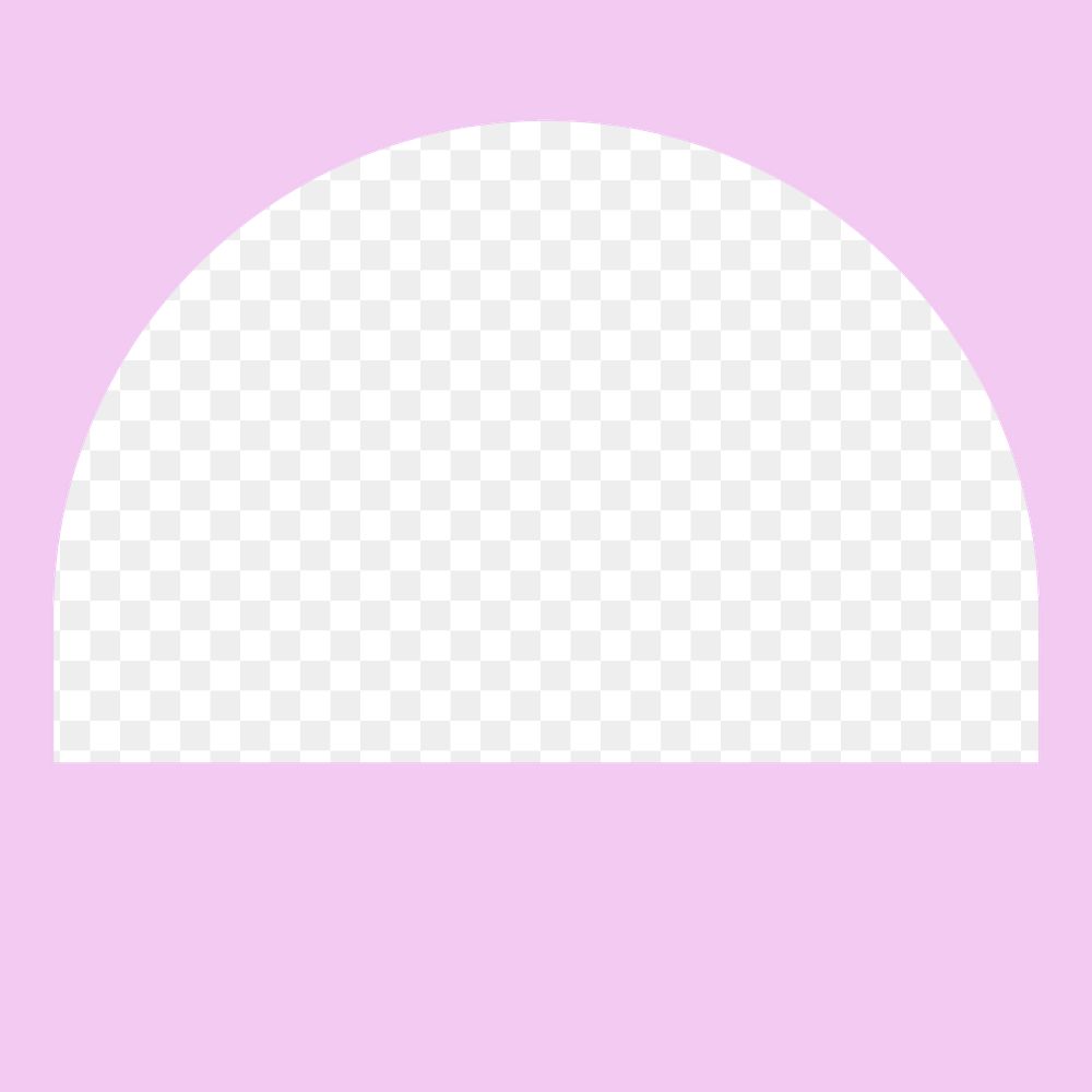 Semicircle frame png pink geometric sticker, transparent background