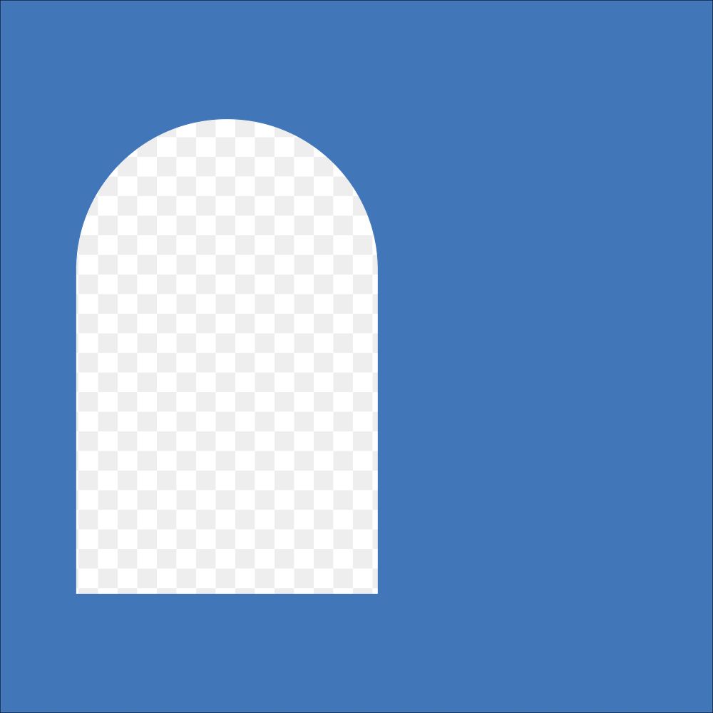 Arch frame png blue geometric shape sticker, transparent background