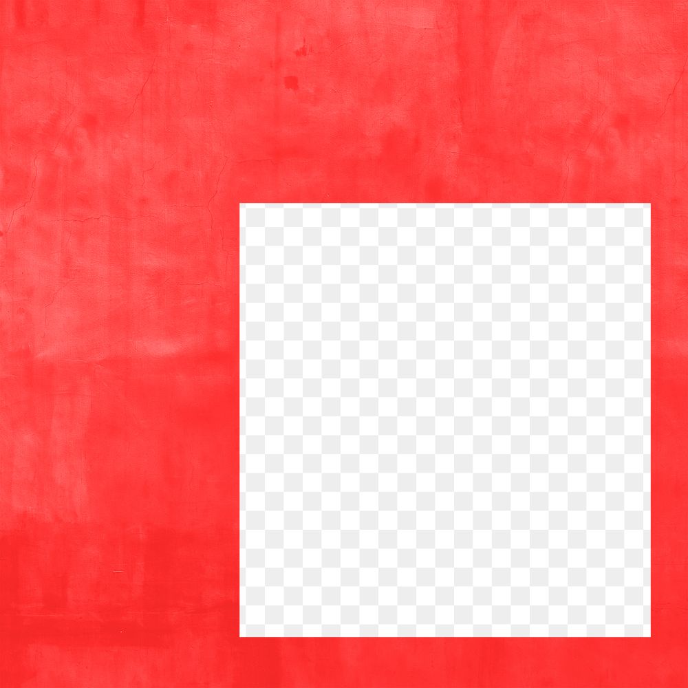 Square frame png red geometric shape sticker, transparent background