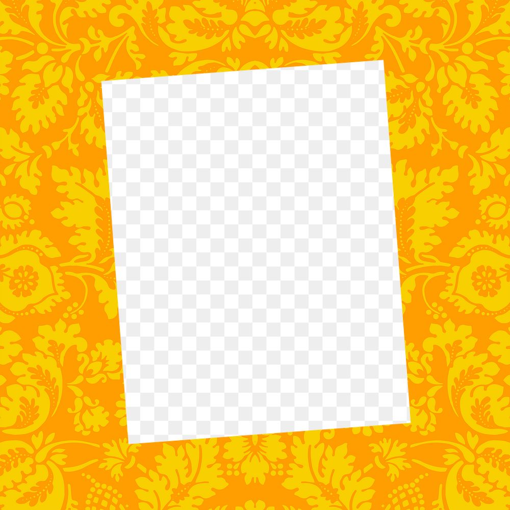 Floral frame png William Morris pattern sticker, transparent background, remixed media