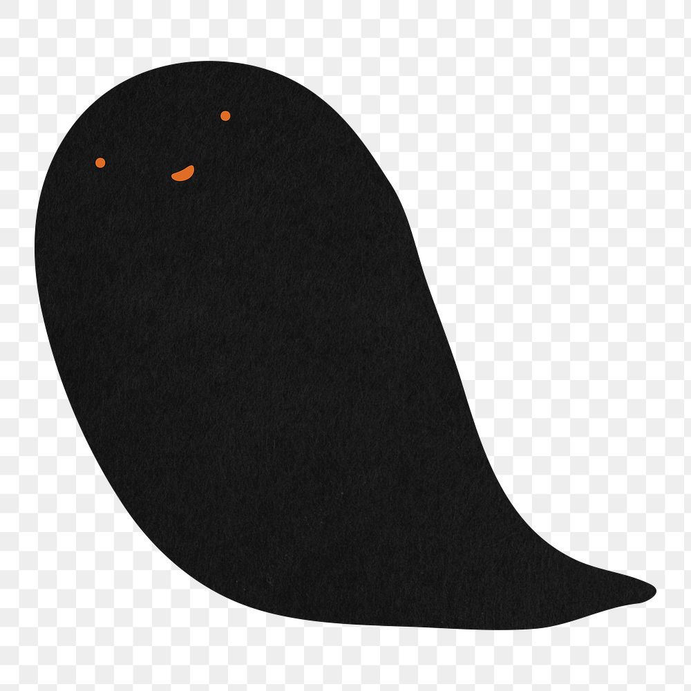 Black ghost png halloween sticker, transparent background