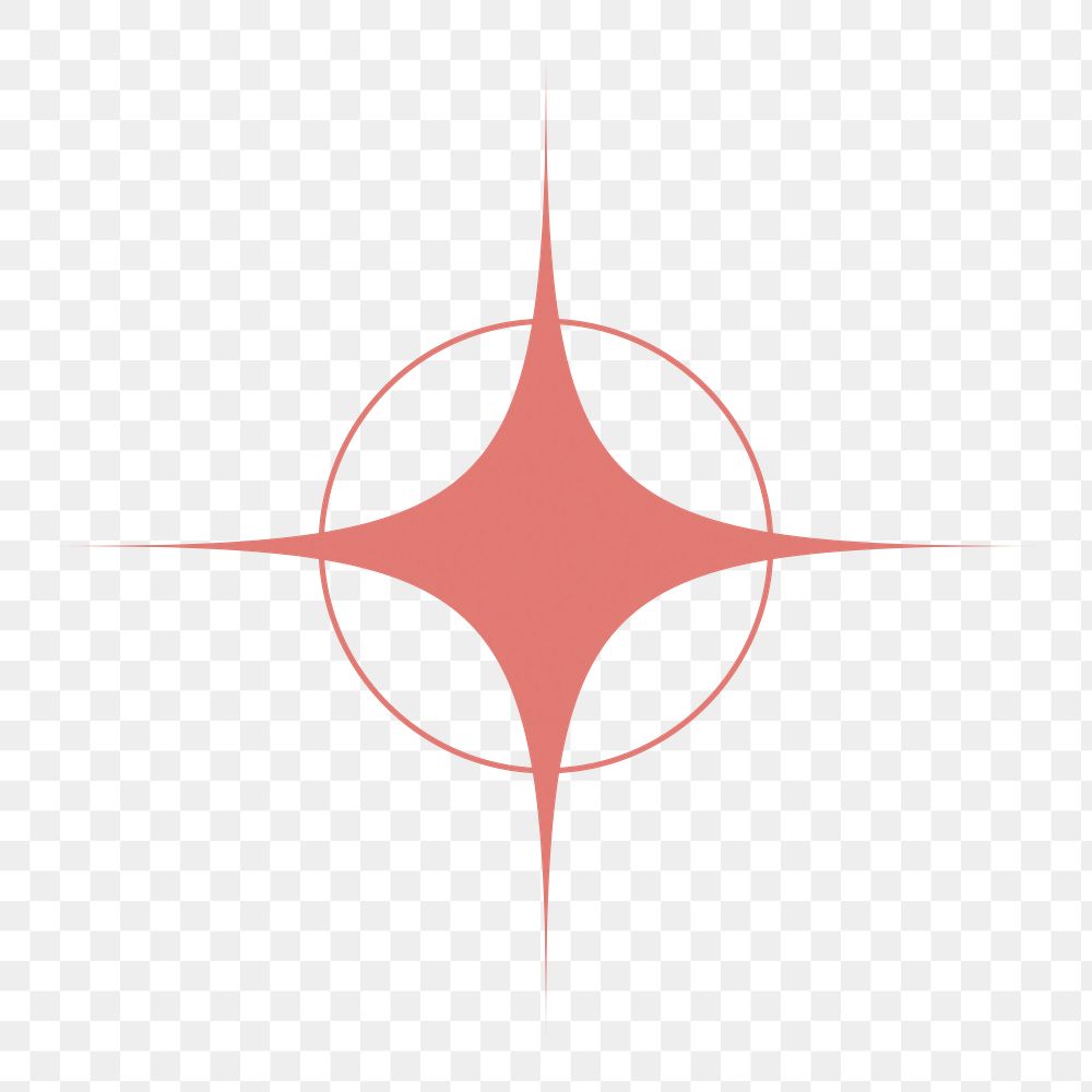 Sparkle star png sticker, minimal circle, transparent background