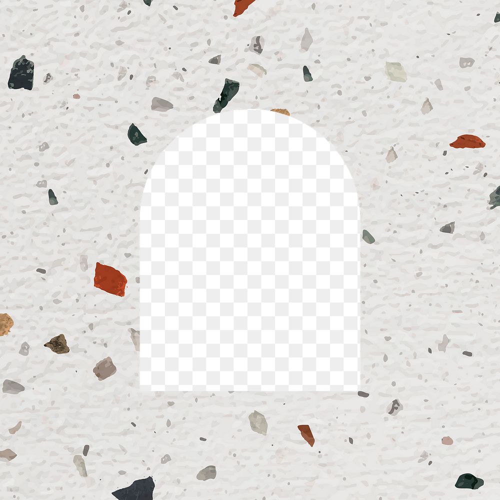 Arch shape png transparent frame, terrazzo pattern