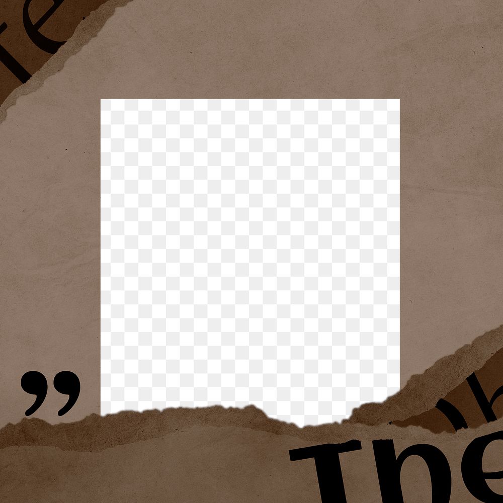 Brown ripped paper png frame, transparent design