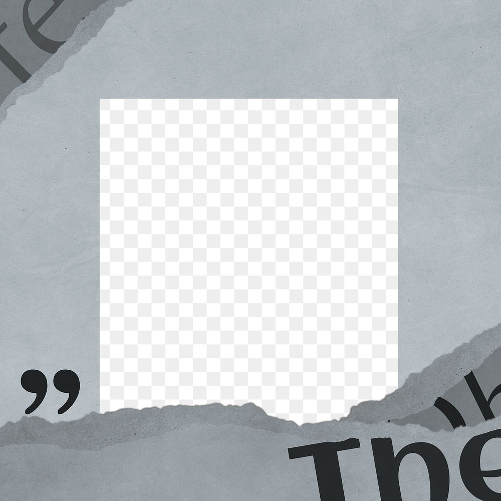 Gray ripped paper png frame, transparent design