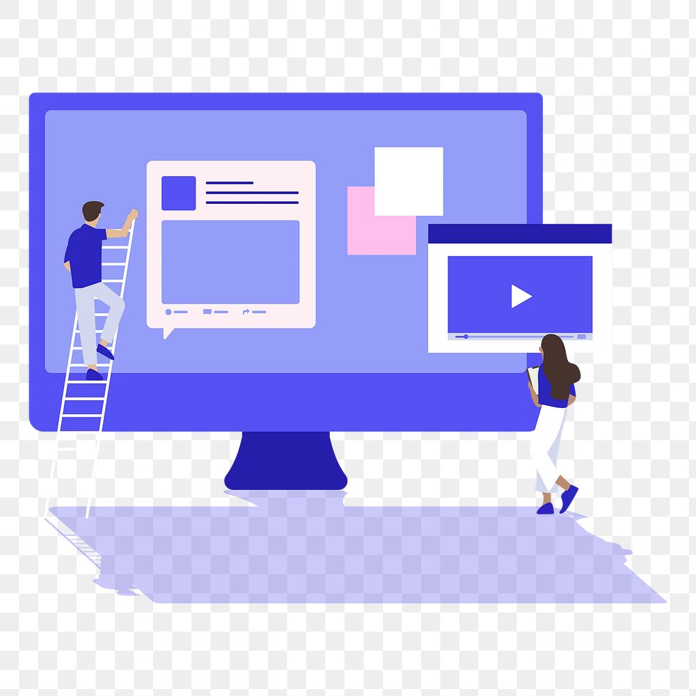 Website building png icon sticker, teamwork illustration, transparent background