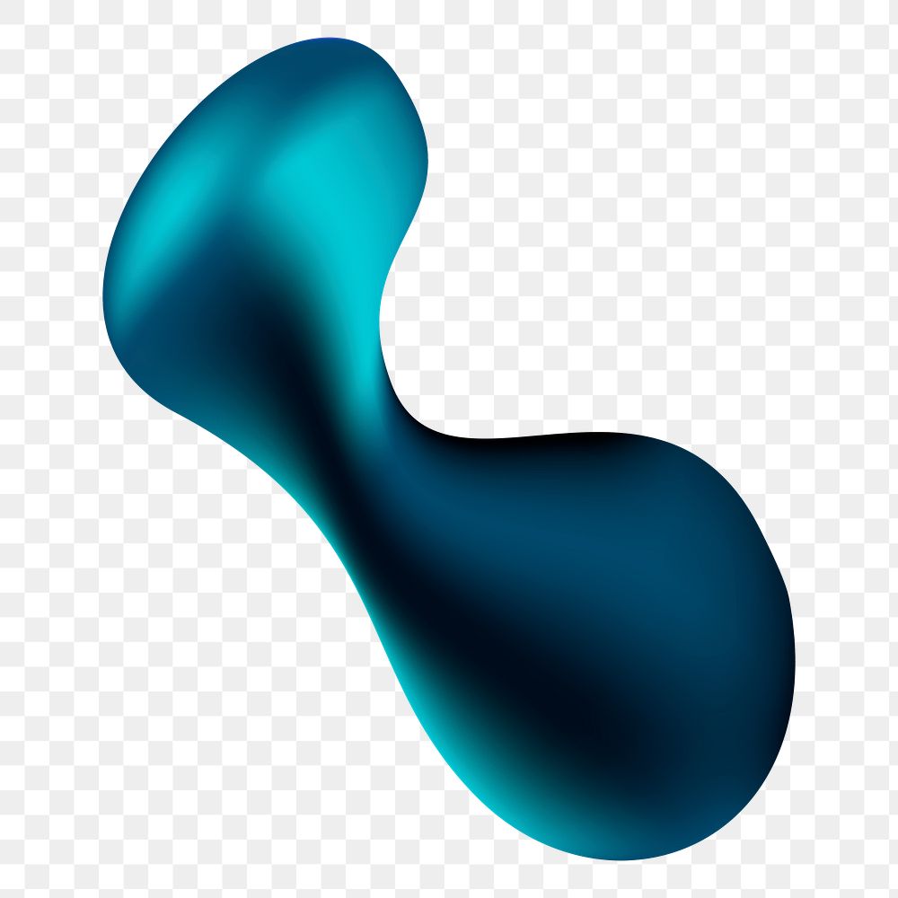 Gradient blob png sticker, blue shape, transparent background