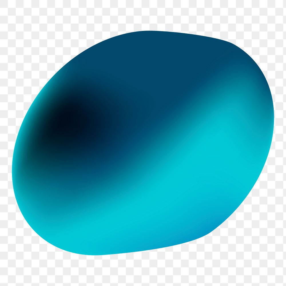 Gradient blob png sticker, blue shape, transparent background