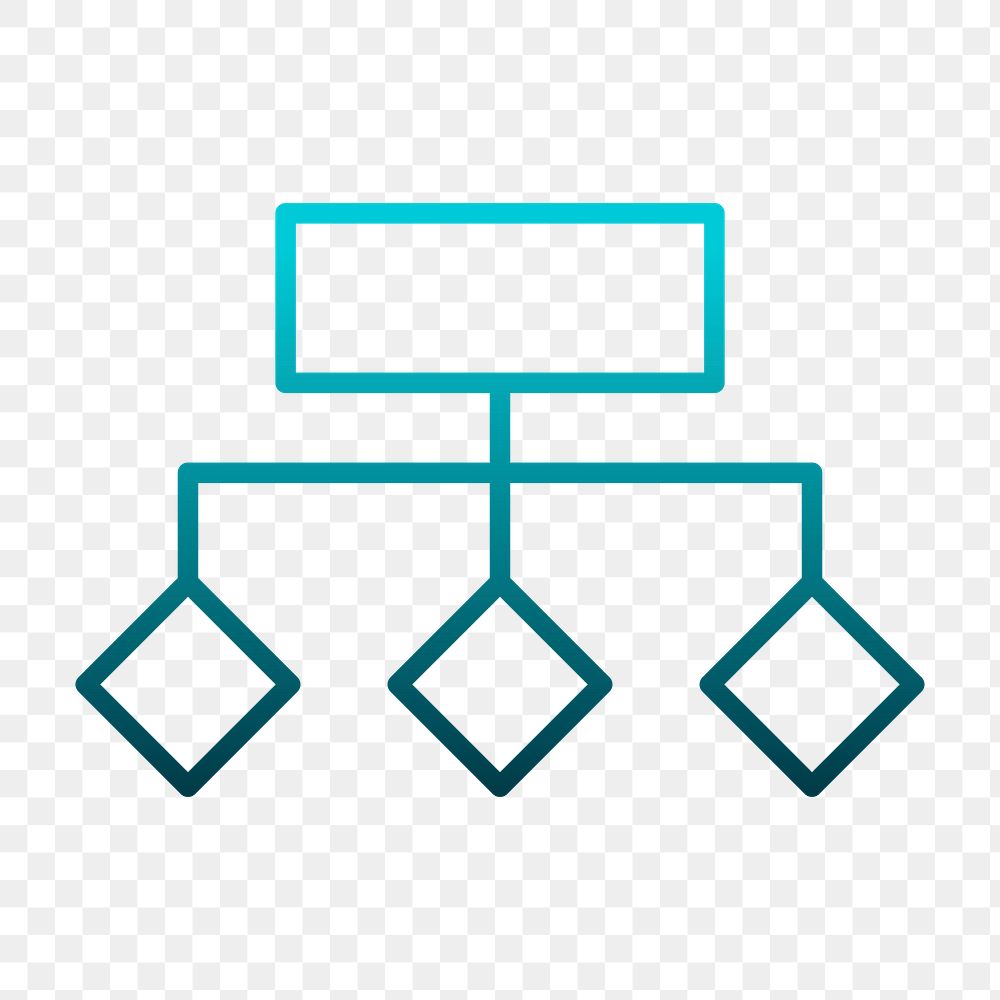 Flowchart png icon sticker, blue gradient, transparent background
