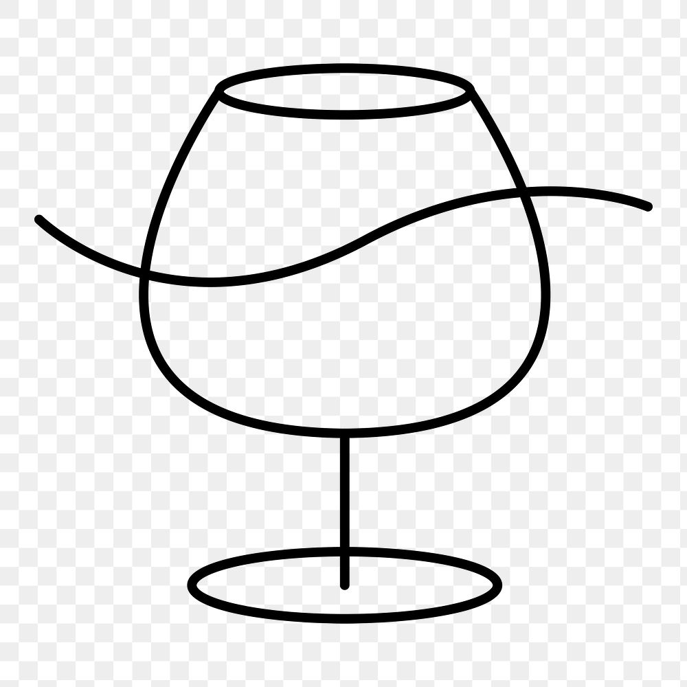 Wine glass png sticker, line art, transparent background