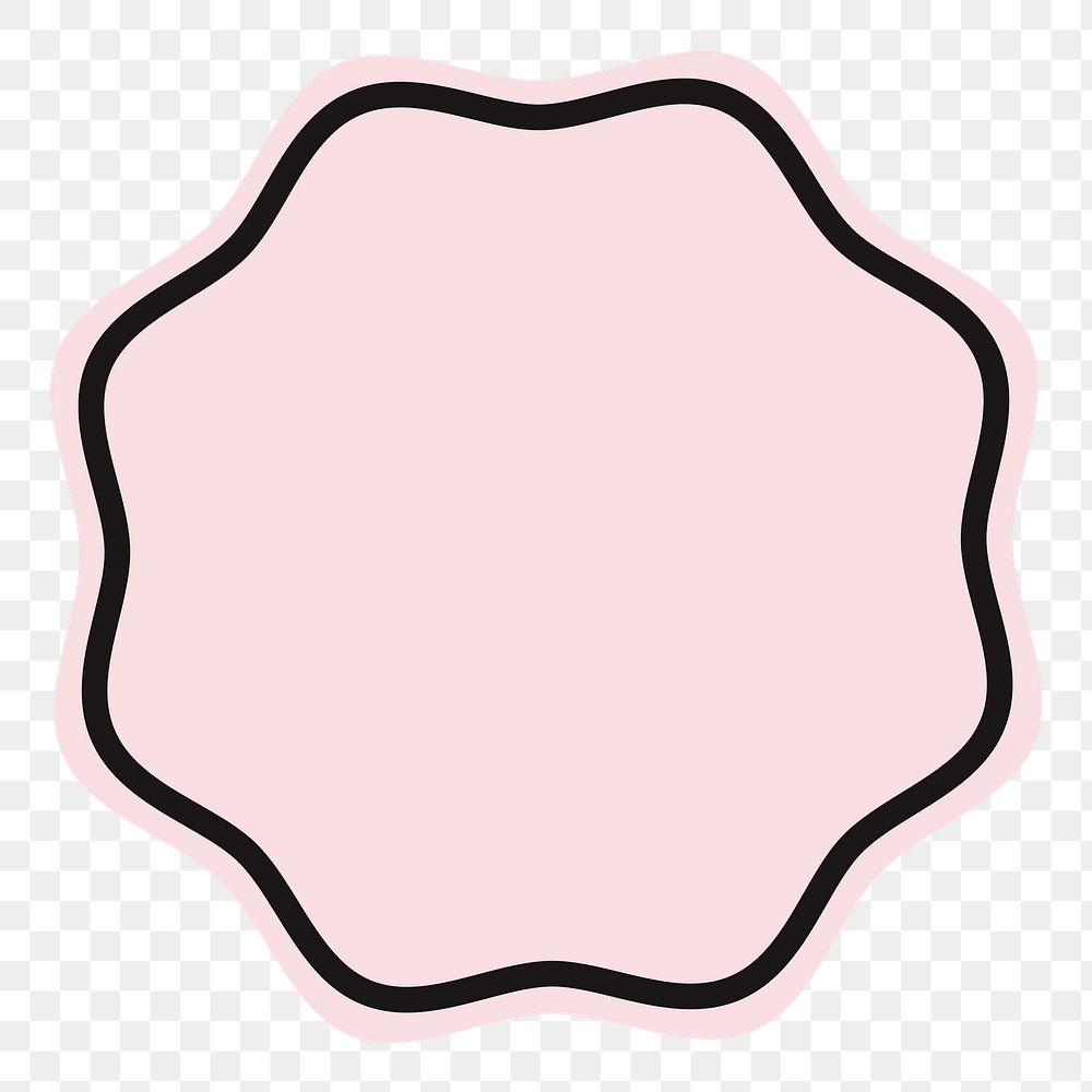 Pink badge png starburst shape sticker, transparent background