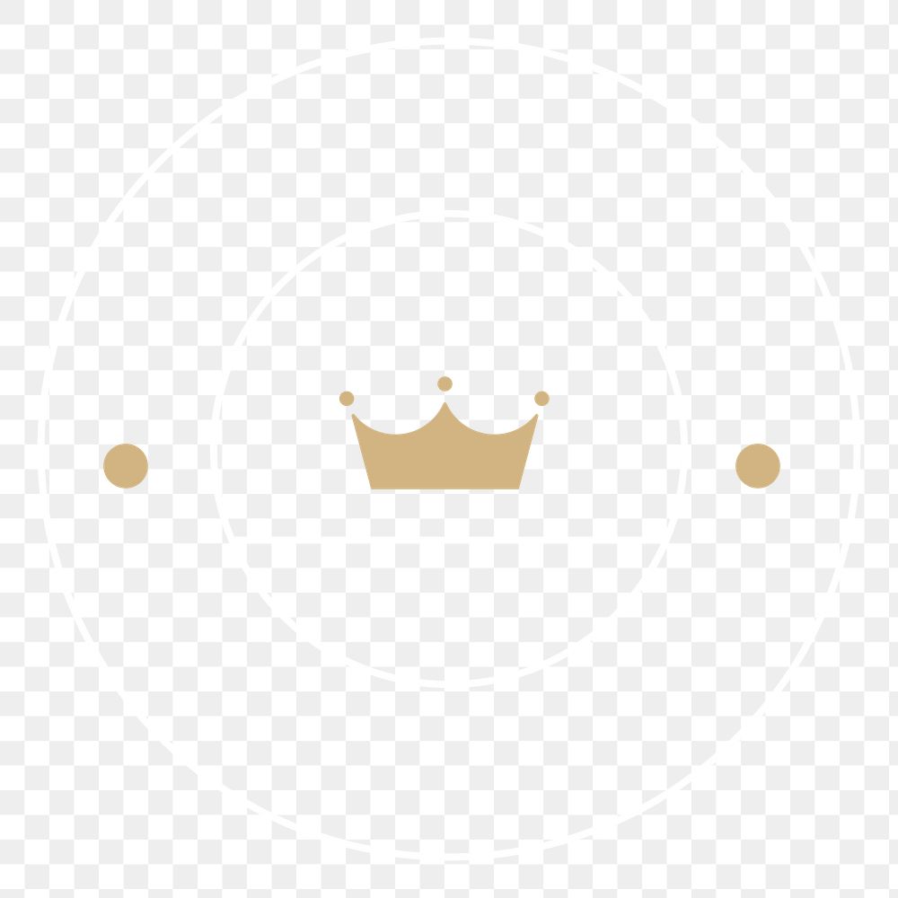 Circle badge png line sticker, crown, transparent background