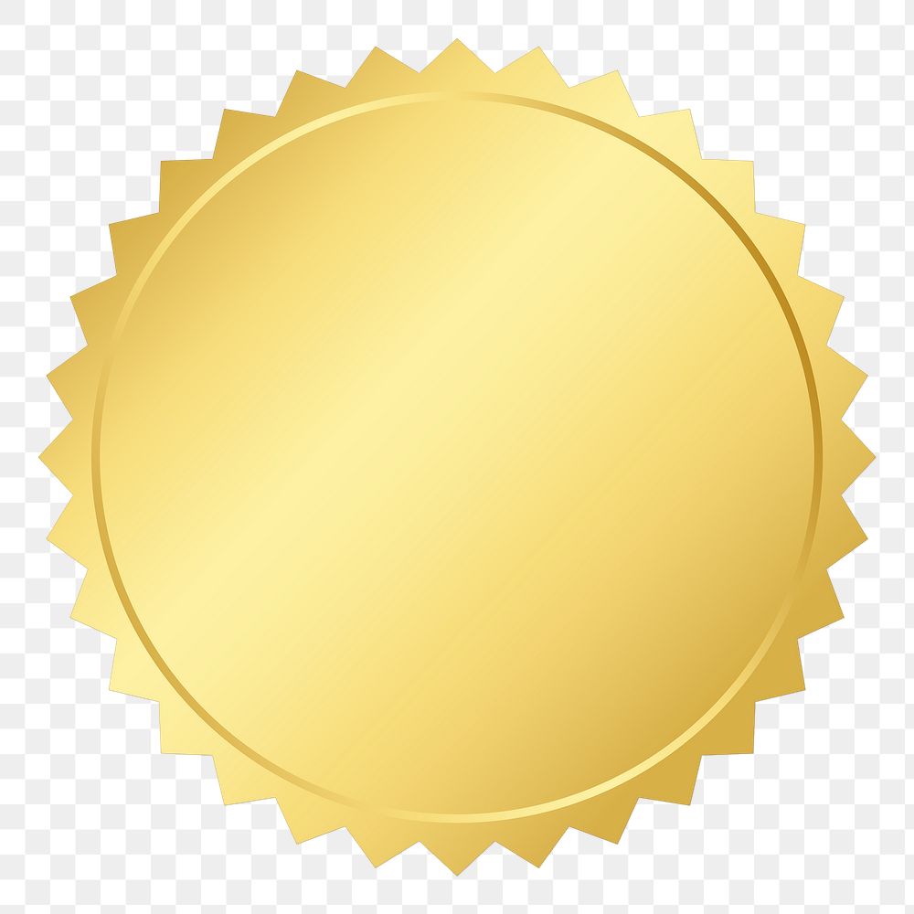 Spiky badge png gold sticker, transparent background