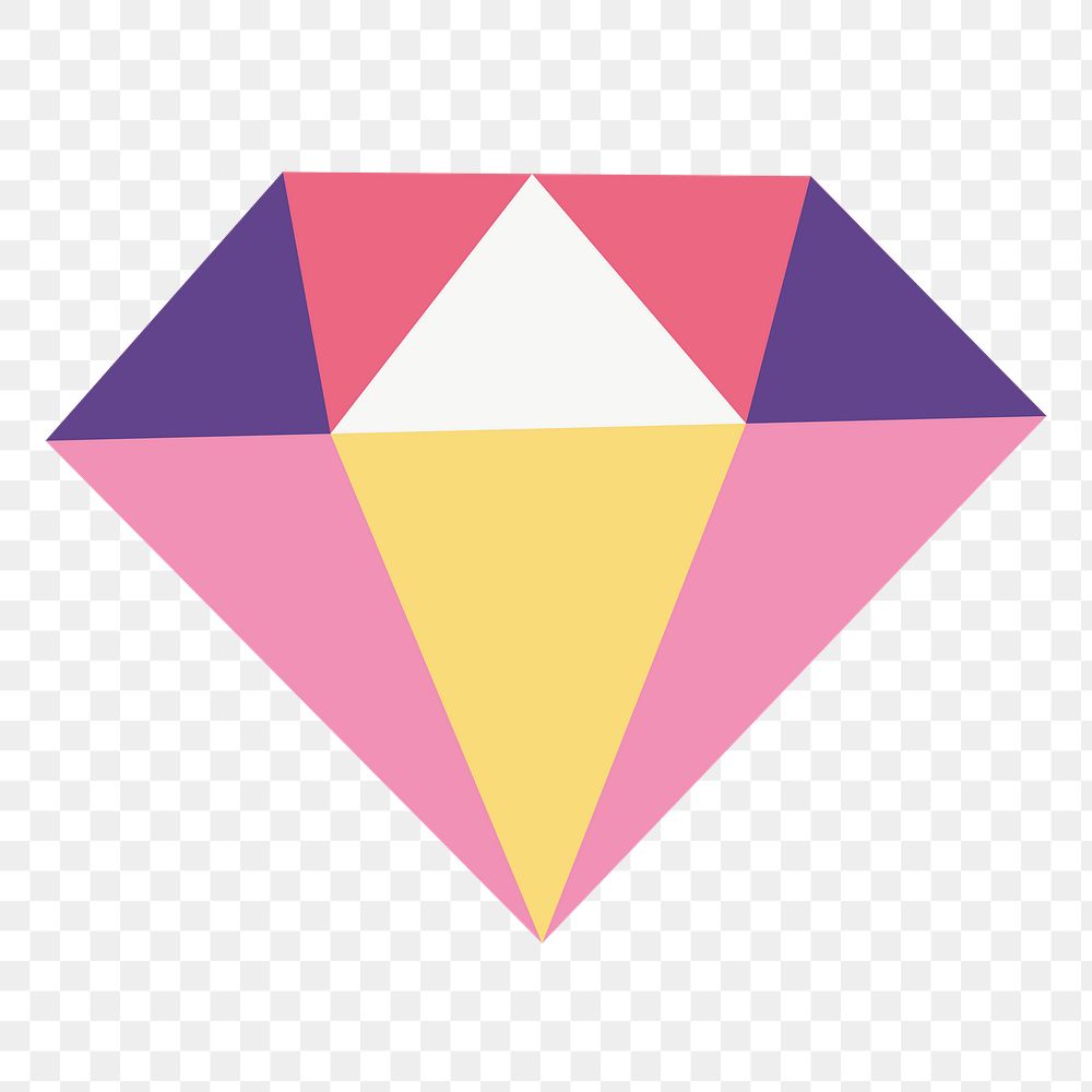 Cute diamond png sticker, pastel illustration, transparent background
