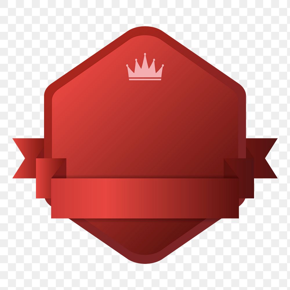 Red shield png badge sticker, ribbon banner, transparent background