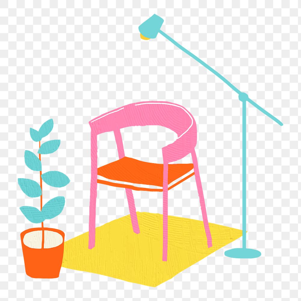 Cute chair png illustration sticker, transparent background