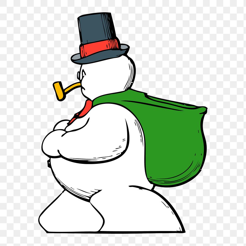 Smoking snowman png sticker illustration, transparent background. Free public domain CC0 image.