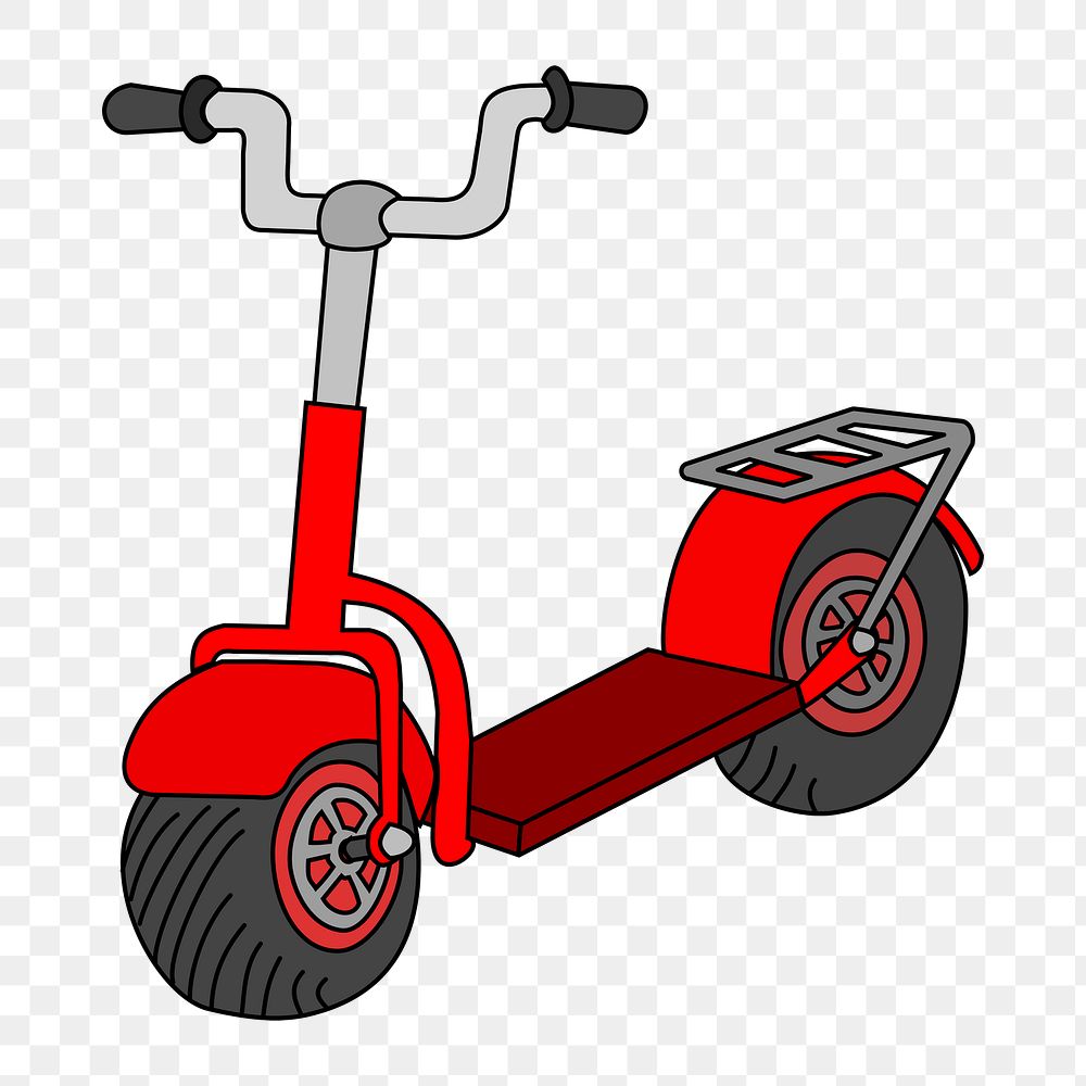 Red scooter png illustration, transparent background. Free public domain CC0 image.