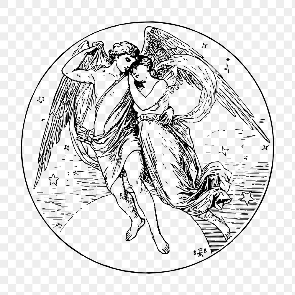 Love angels png illustration, transparent background. Free public domain CC0 image.