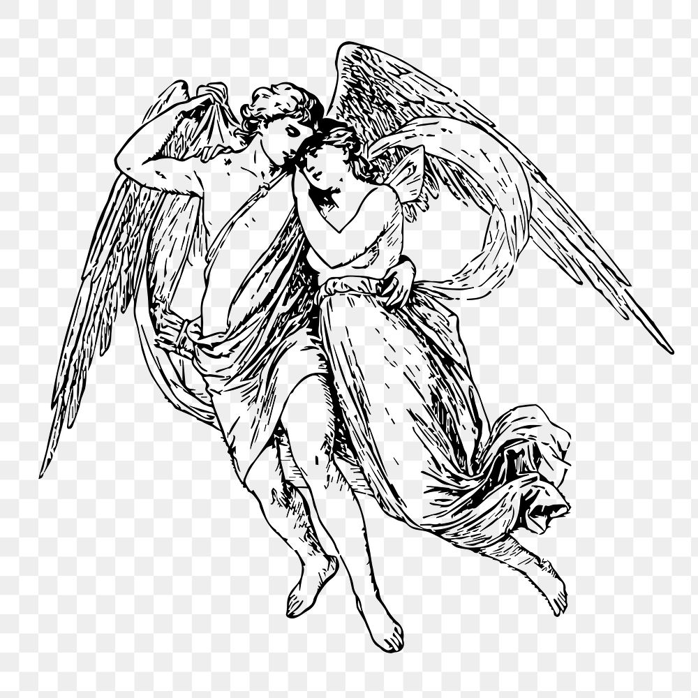 Love angels png illustration, transparent background. Free public domain CC0 image.