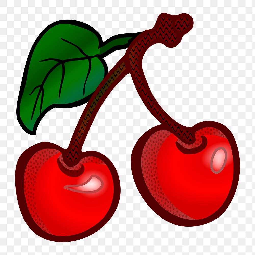 Cherries png illustration, transparent background. Free public domain CC0 image.