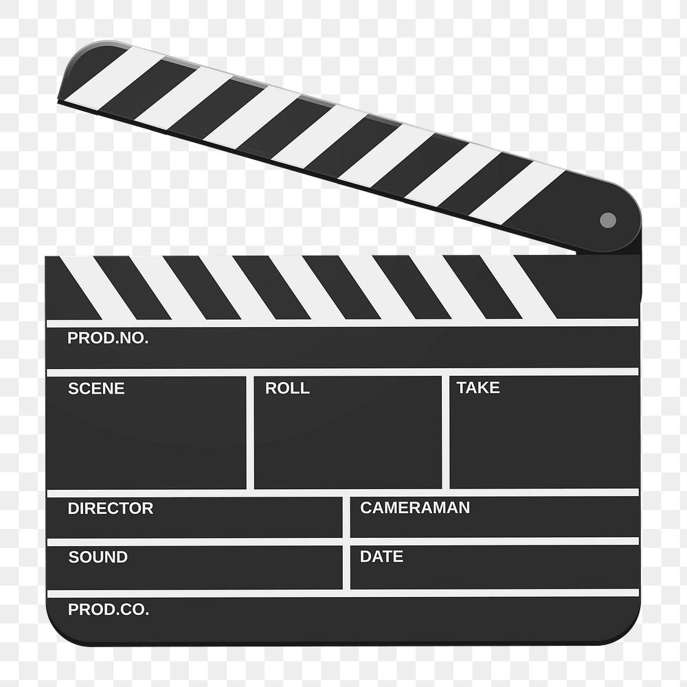 Clapperboard png illustration, transparent background. Free public domain CC0 image.