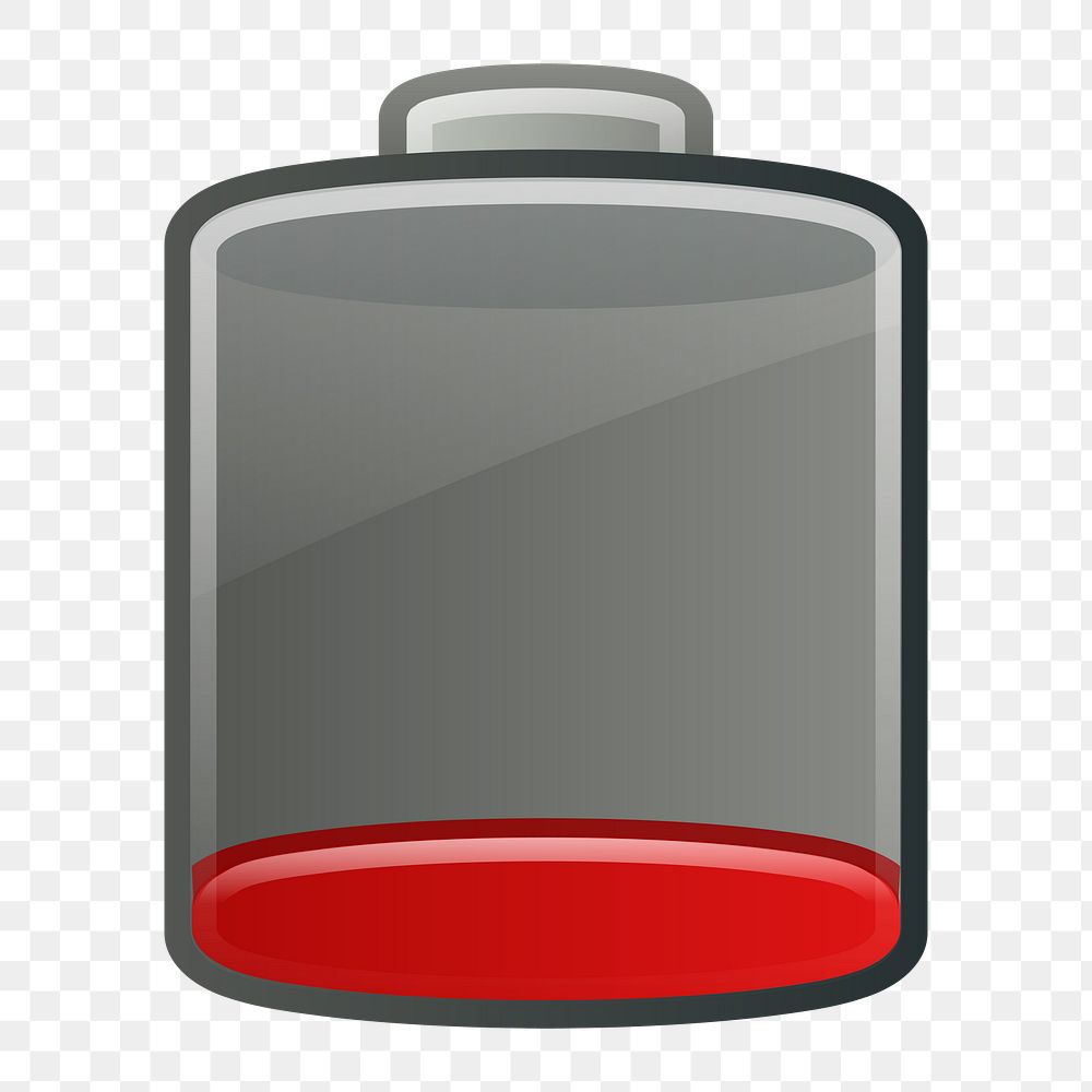 Battery icon png illustration, transparent background. Free public domain CC0 image.