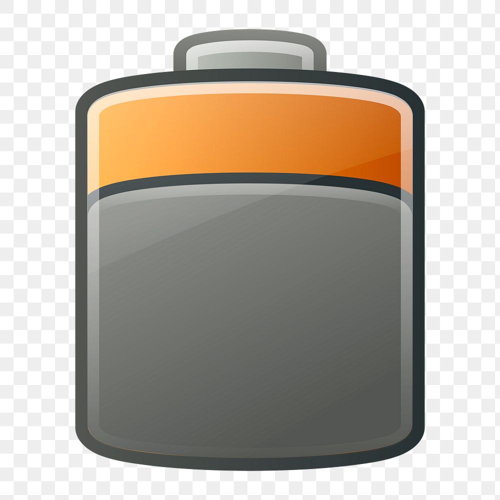 Battery icon png illustration, transparent background. Free public domain CC0 image.