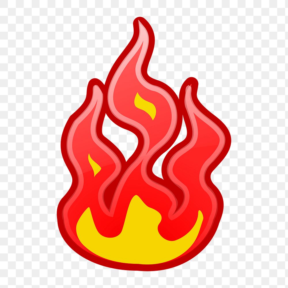 Fire icon png illustration, transparent background. Free public domain CC0 image.