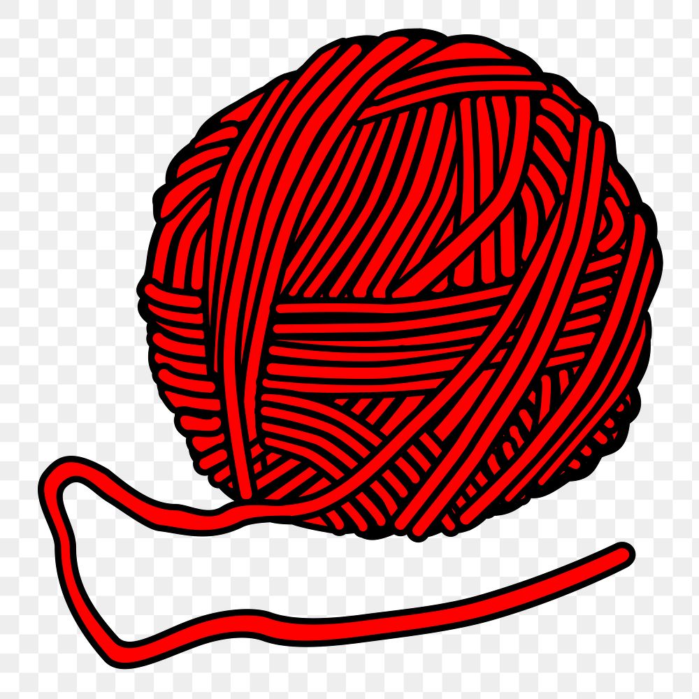 Red yarn png illustration, transparent background. Free public domain CC0 image.