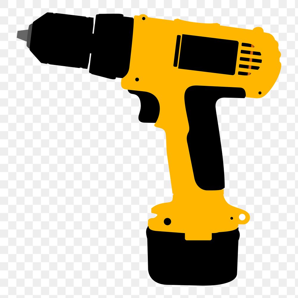 Electric drill png illustration, transparent background. Free public domain CC0 image.
