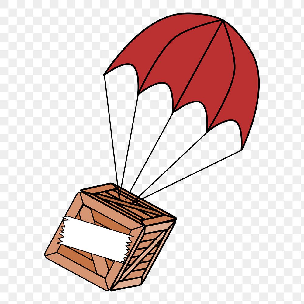 Parachute crate png illustration, transparent background. Free public domain CC0 image.