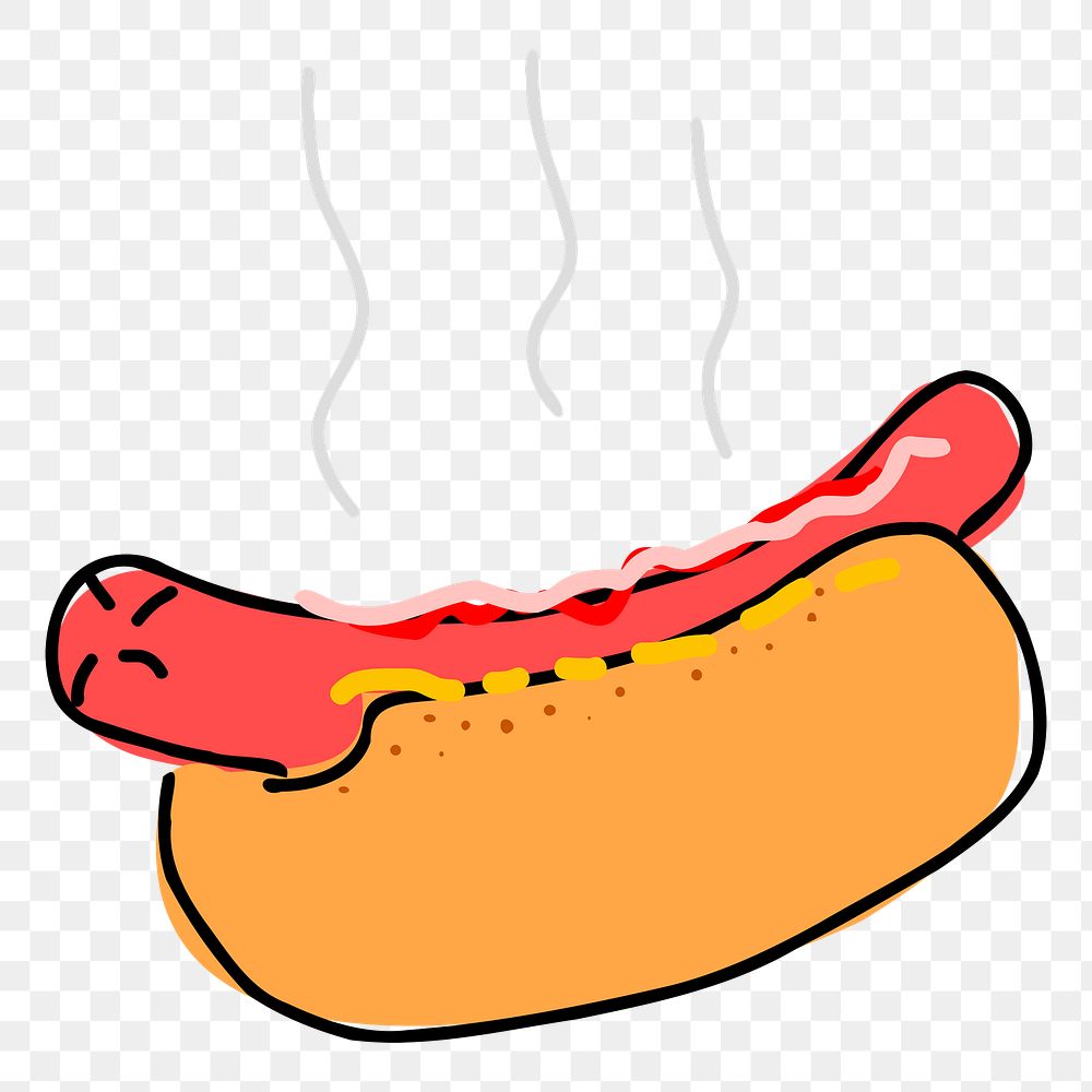 Hot dog png illustration, transparent background. Free public domain CC0 image.