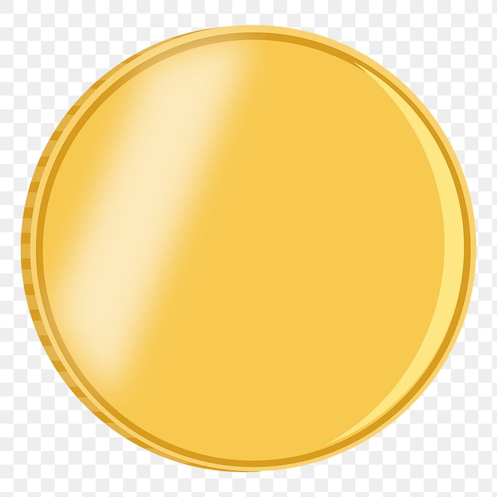 Golden coin png illustration, transparent background. Free public domain CC0 image.