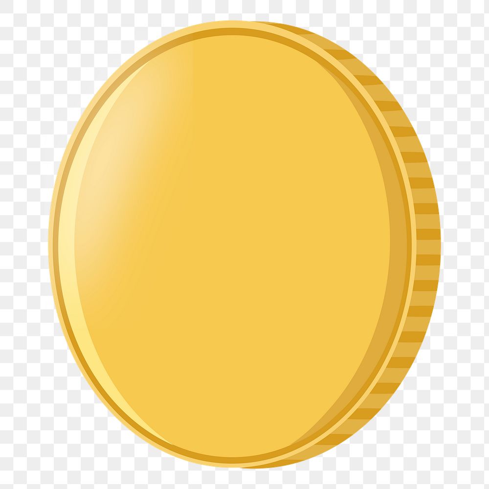 Golden coin png illustration, transparent background. Free public domain CC0 image.