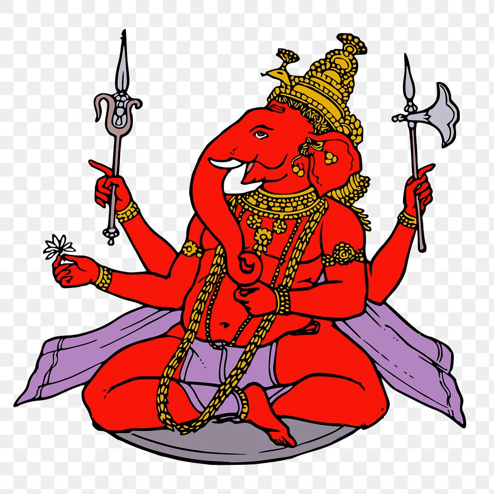 Ganesha deity png illustration, transparent background. Free public domain CC0 image.