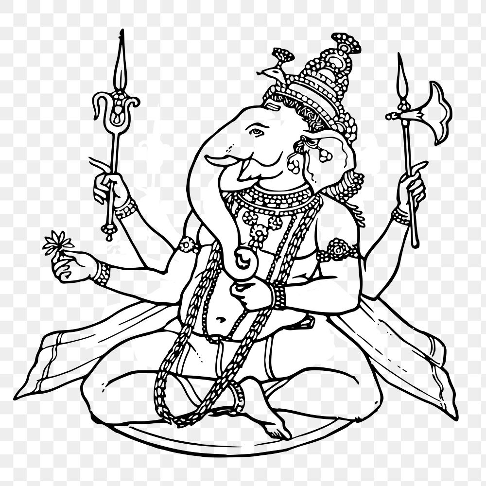 Ganesha deity png  illustration, transparent background. Free public domain CC0 image.