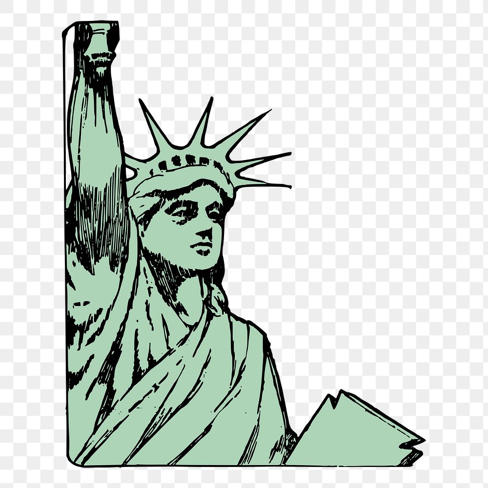 Statue of Liberty png illustration, transparent background. Free public domain CC0 image.