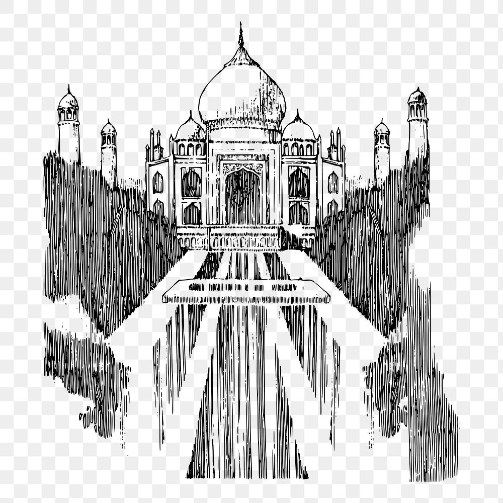 Taj Mahal png  illustration, transparent background. Free public domain CC0 image.