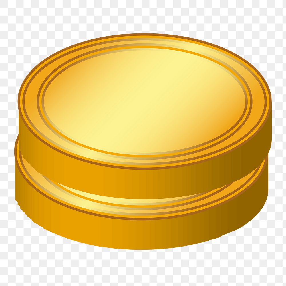 Gold coins stacked png illustration, transparent background. Free public domain CC0 image.