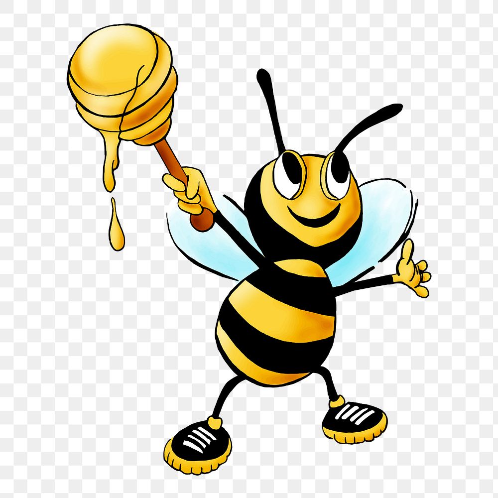 Honey bee png illustration, transparent background. Free public domain CC0 image.