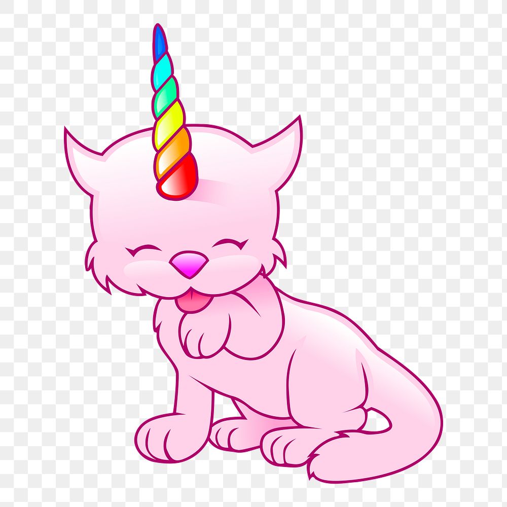 Unicorn cat png illustration, transparent background. Free public domain CC0 image.