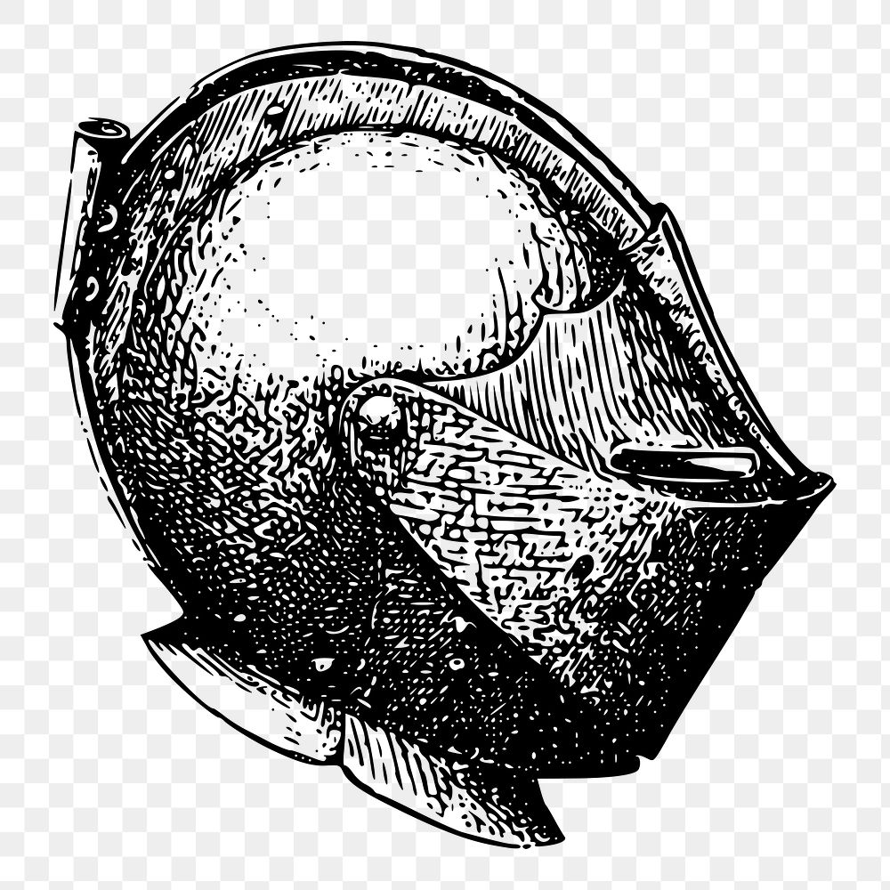 Knight helmet png illustration, transparent background. Free public domain CC0 image.