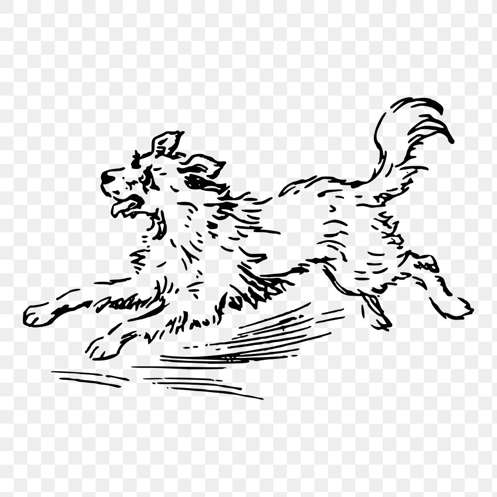 Running dog png illustration, transparent background. Free public domain CC0 image.