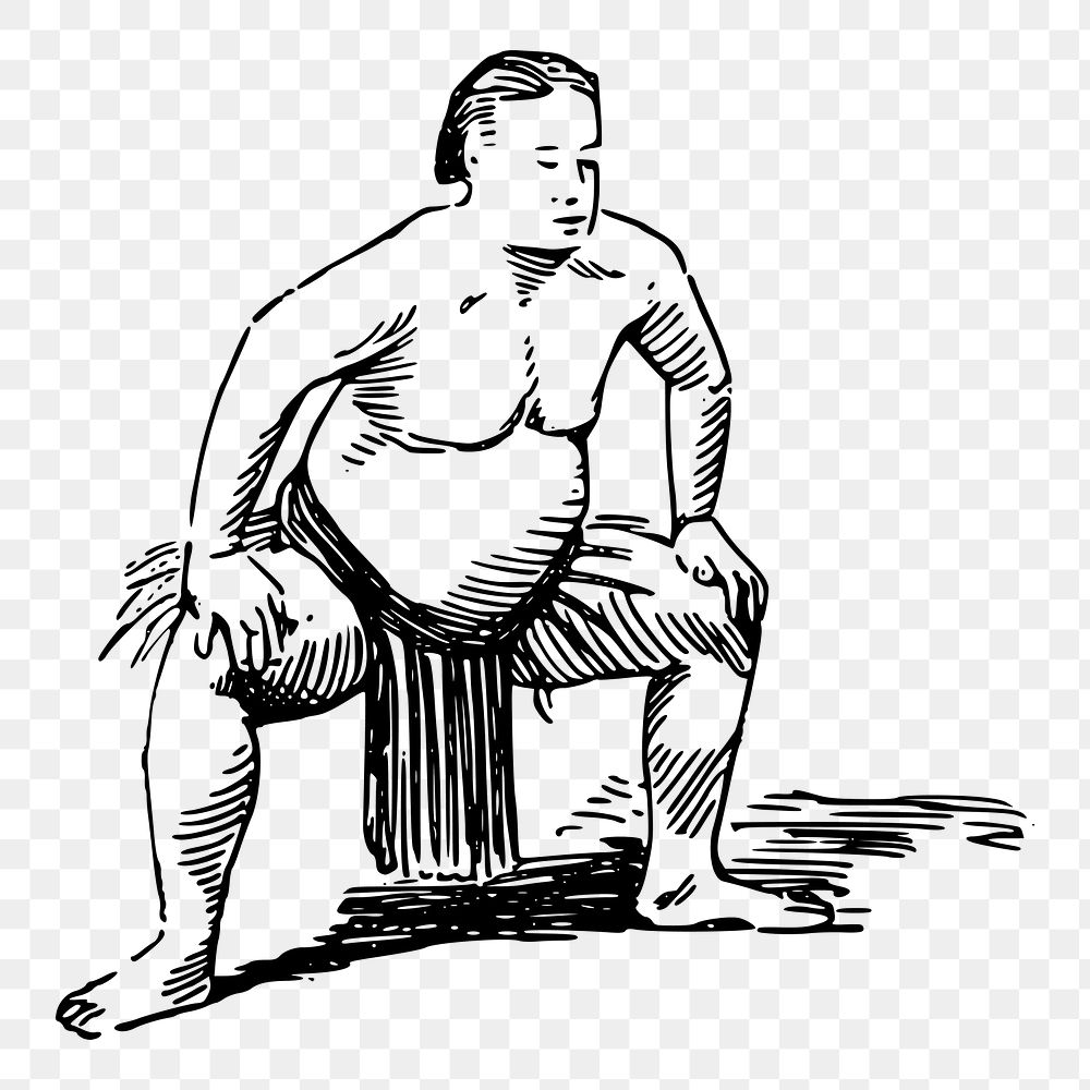 Japanese sumo png illustration, transparent background. Free public domain CC0 image.