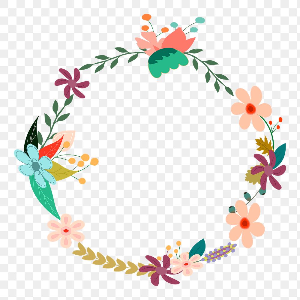 Floral wreath png illustration, transparent background. Free public domain CC0 image.
