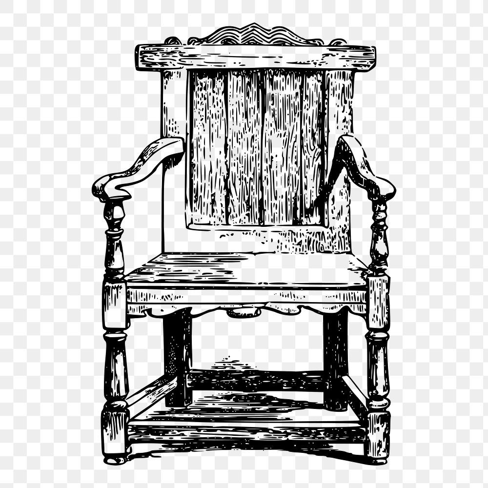 Wooden arm chair png illustration, transparent background. Free public domain CC0 image.