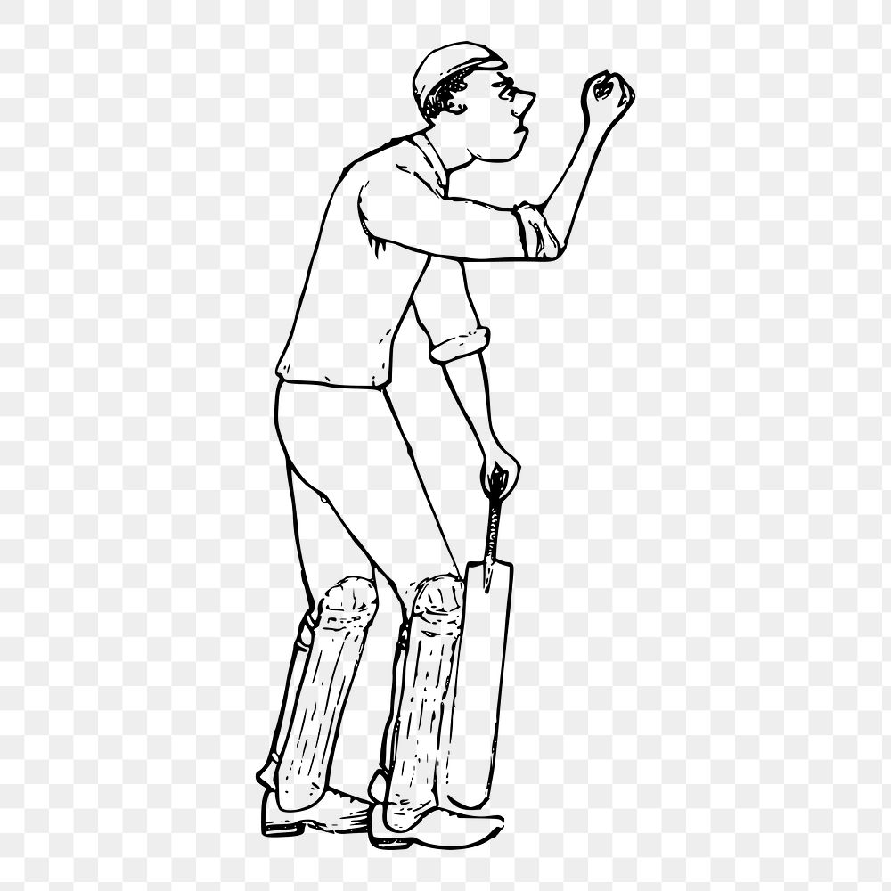 Cricket player png  illustration, transparent background. Free public domain CC0 image.
